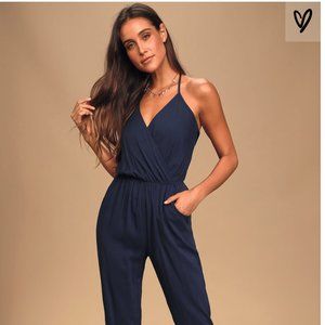 Learning to Fly Navy Blue Halter Jumpsuit
